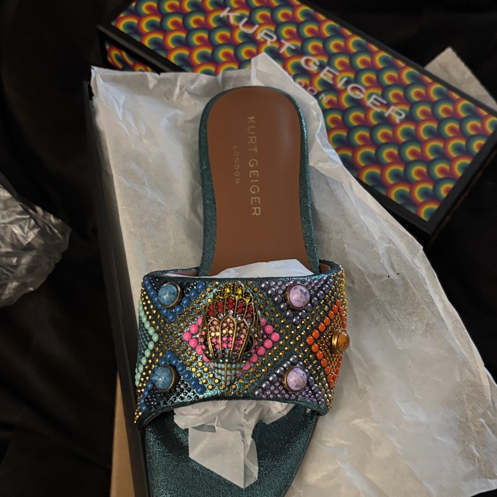 Kurt Geiger Women's Jewel Embellished Sandals - Blue and Multicolor🤪